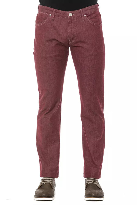Elegant Super Slim Burgundy Trousers