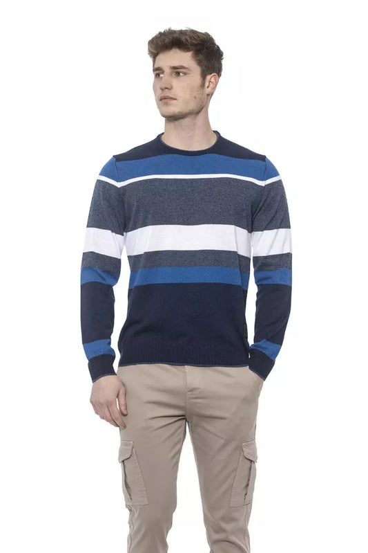 Elegant Striped Crewneck Sweater in Blue