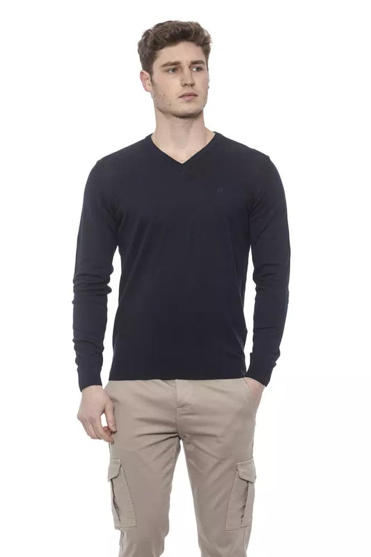 Elegant V-Neck Cotton Sweater for Men