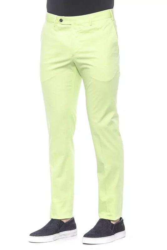 Elegant Green Cotton Blend Trousers for Men