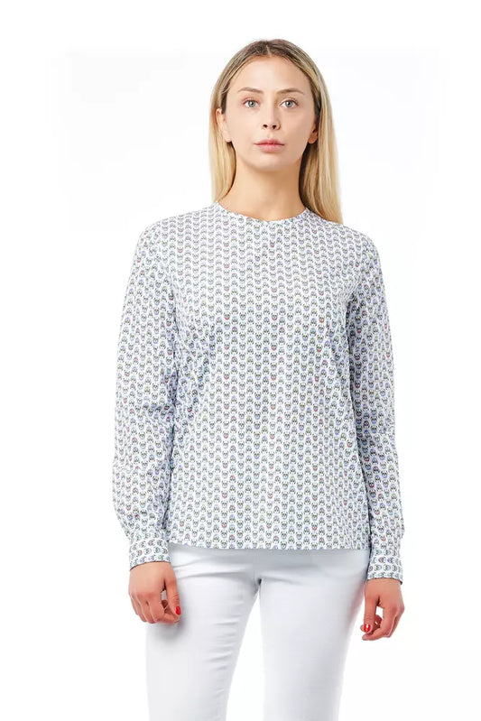 Skull Print Round Neck Cotton Blouse