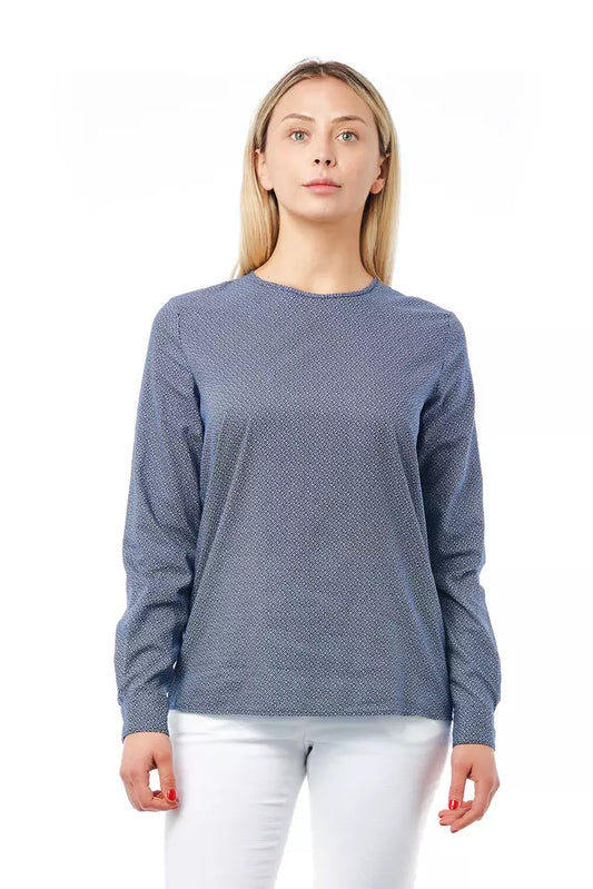 Geometric Round Neck Cotton Blouse