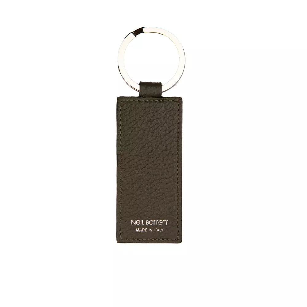 Emerald Elegance Leather Keychain