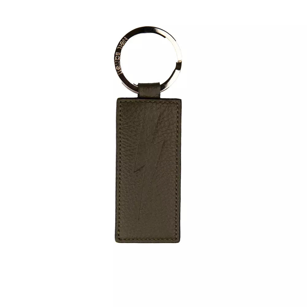 Emerald Elegance Leather Keychain