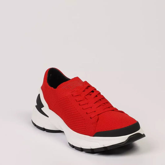 Red Textile and Leather Sneakers