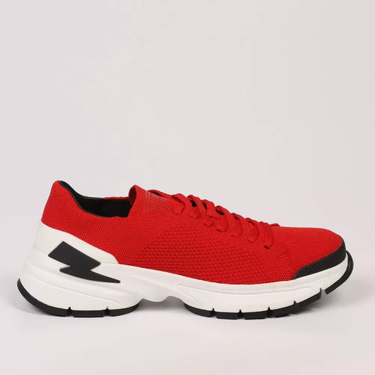 Red Textile and Leather Sneakers