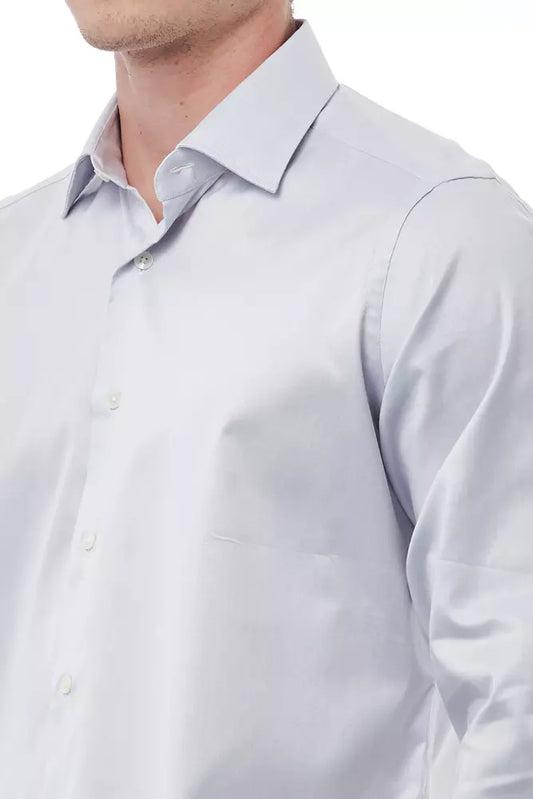 Regular Fit Italian Collar Shirt in Gray