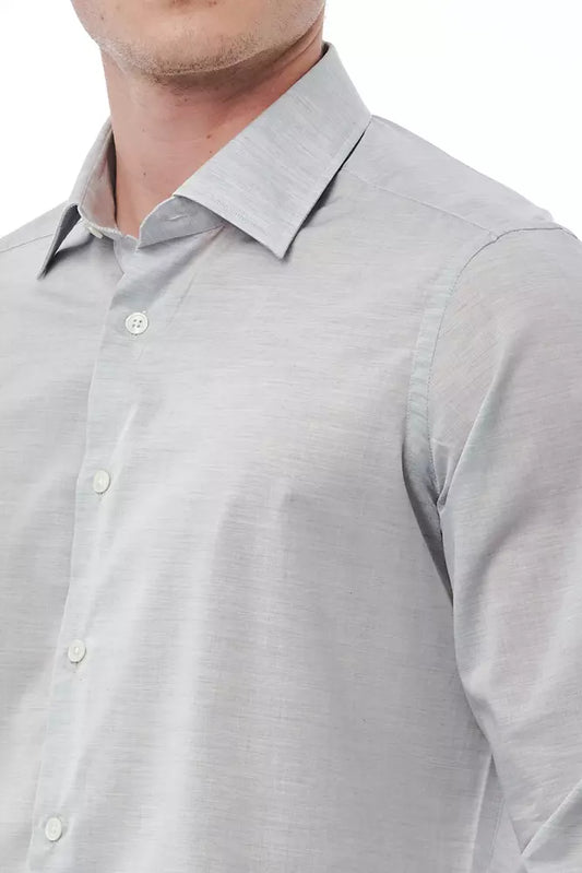 Elegant Gray Regular Fit Italian Collar Shirt