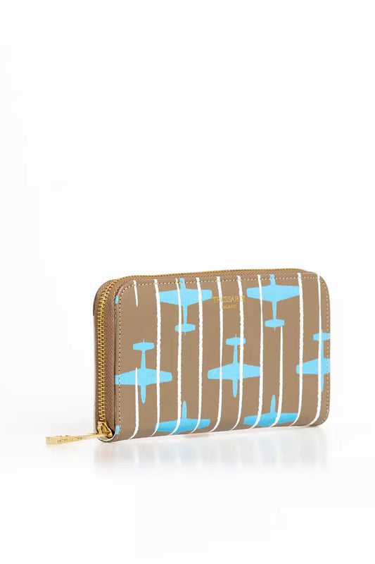 Elegant Striped Zip Leather Wallet