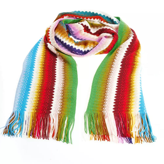 Chic Geometric Patterned Scarf with Fringes