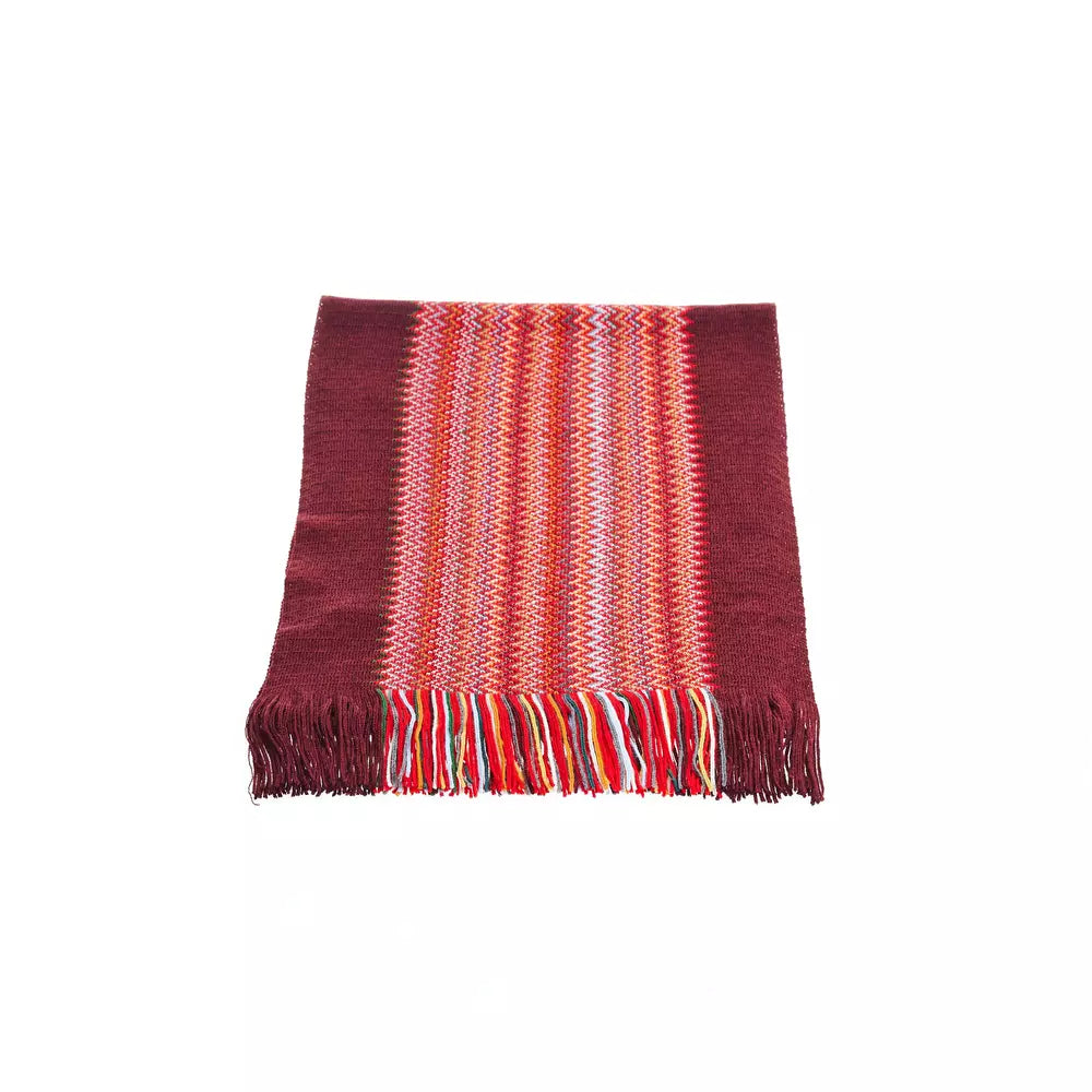 Vibrant Geometric Patterned Scarf with Fringes