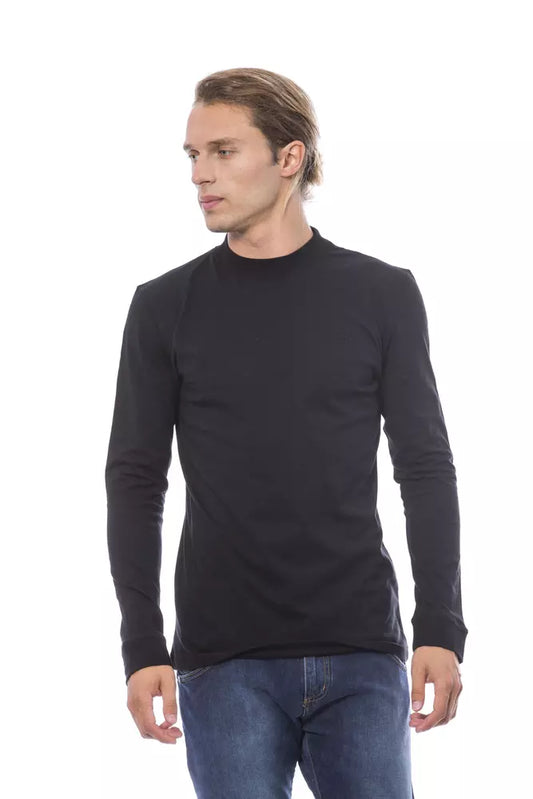 Elegant Black Crew Neck Cotton Sweater