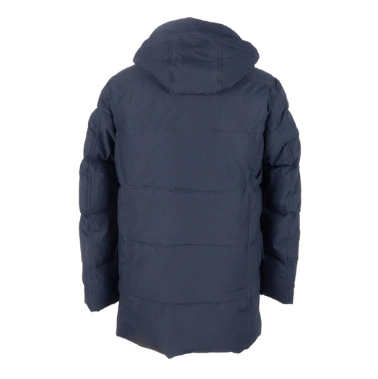 Sleek Blue Men's Jacket with Removable Hood