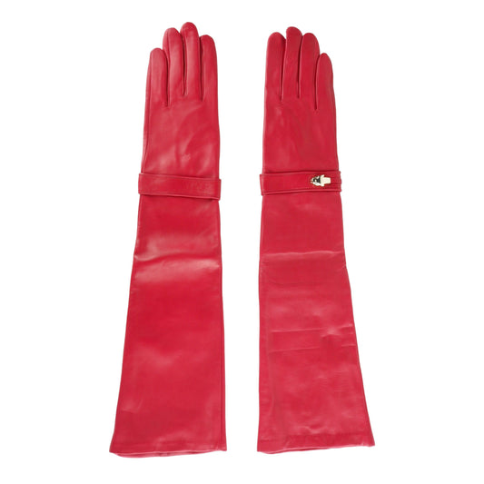 Elegant Lambskin Leather Gloves in Pink