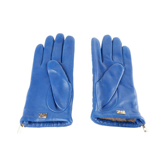 Elegant Lambskin Leather Gloves in Captivating Blue