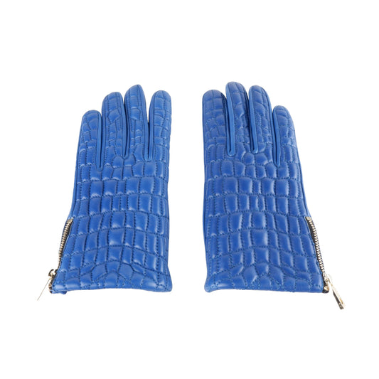 Elegant Lambskin Leather Gloves in Captivating Blue