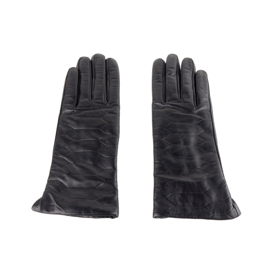 Elegant Black Lambskin Leather Gloves