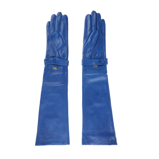 Elegant Blue Leather Gloves