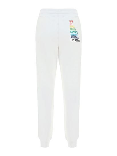 Chic White Cotton Pants with Rainbow Accents