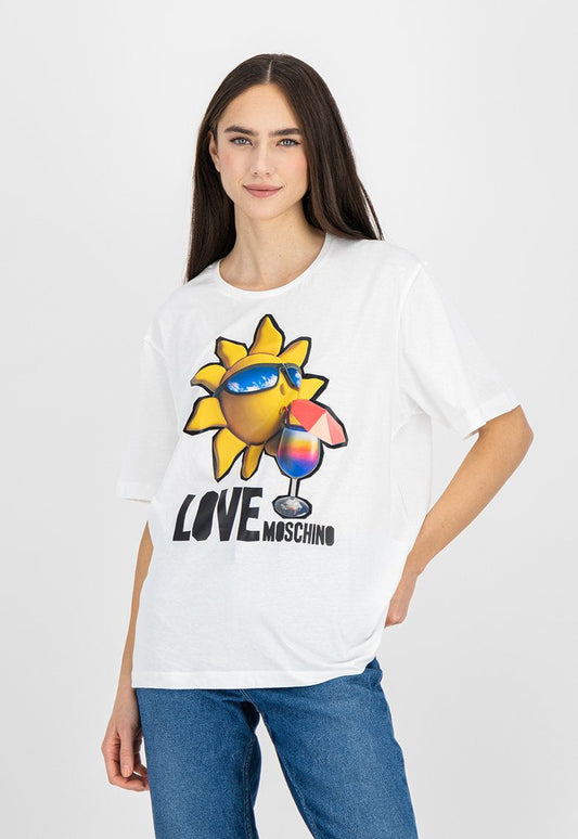 Chic Logo Cotton Tee in Elegant White