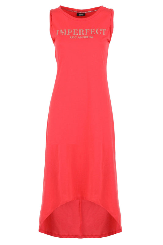 Elegant Pink Cotton Dress with Logo Accent