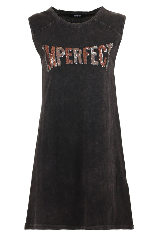 Elegant Black Cotton Dress with Logo Detail