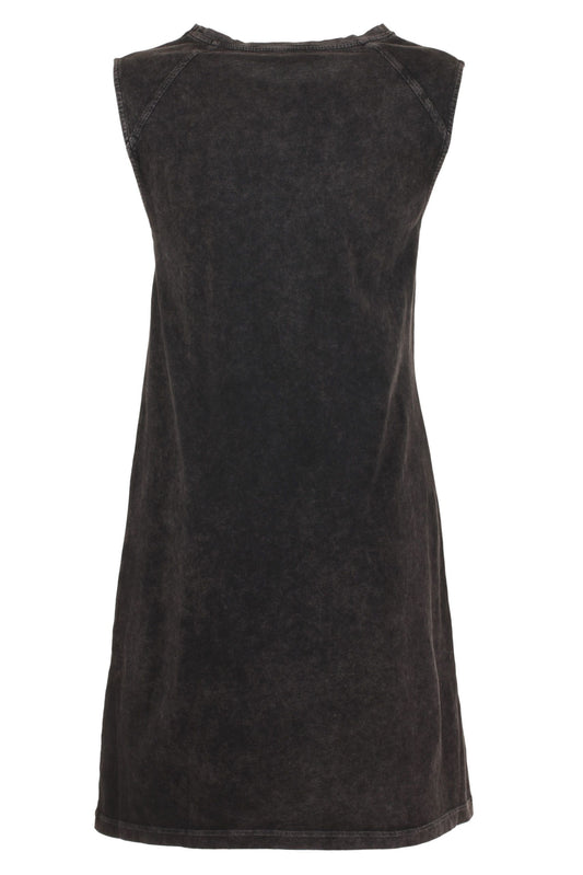 Elegant Black Cotton Dress with Logo Detail