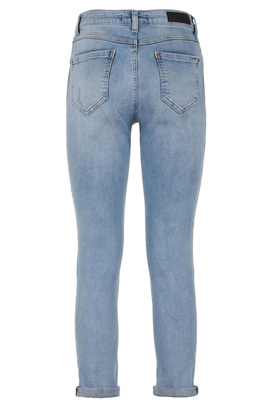 Chic Imperfect Blue Cotton Blend Denim