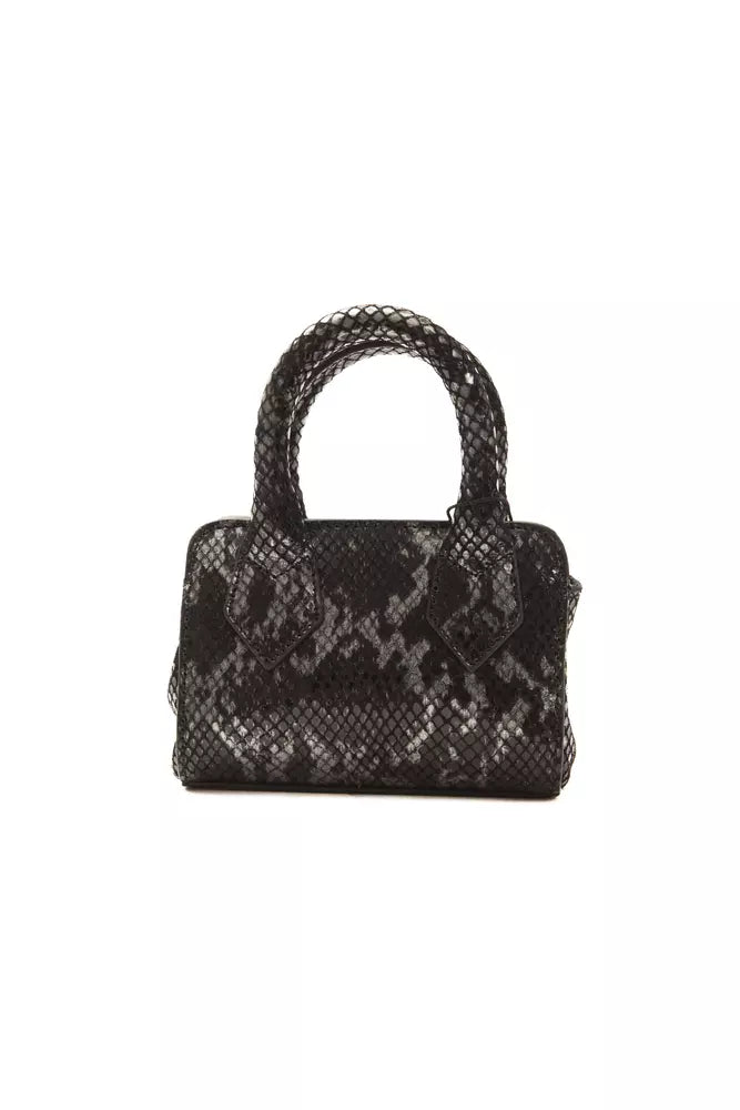 Elegant Leather Mini Tote with Python Print