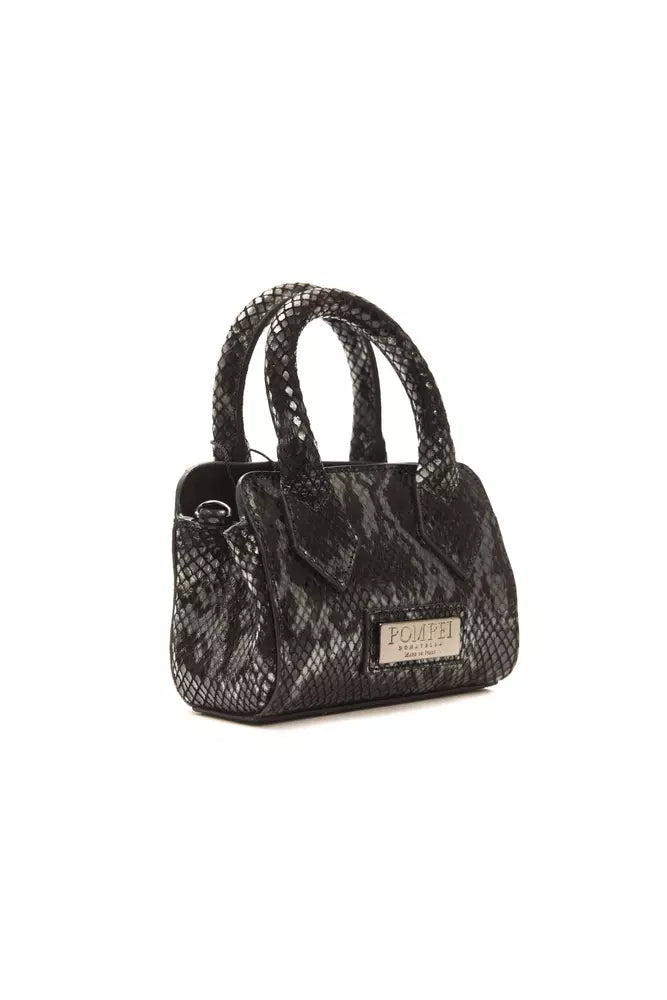 Elegant Leather Mini Tote with Python Print