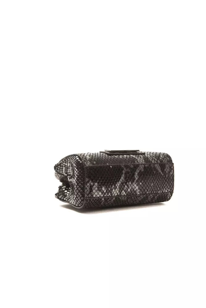 Elegant Leather Mini Tote with Python Print