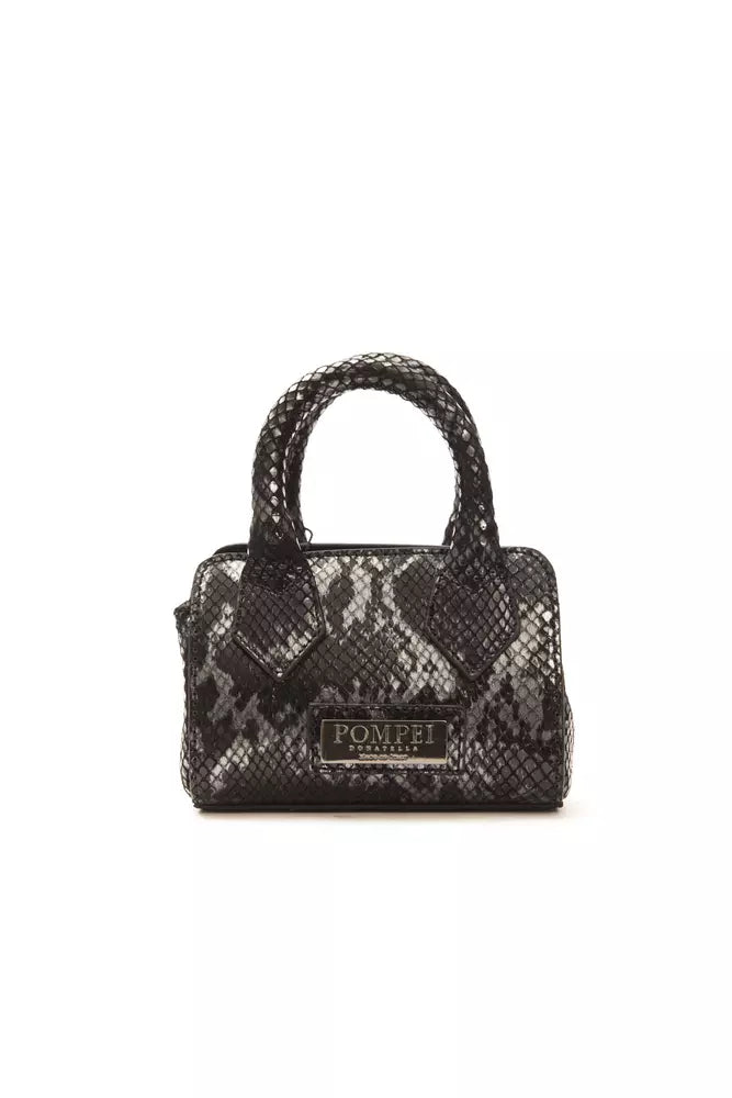 Elegant Leather Mini Tote with Python Print