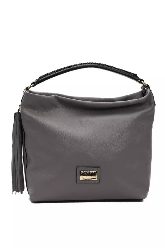 Chic Gray Leather Shoulder Bag