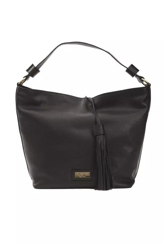 Sleek Black Leather Shoulder Bag