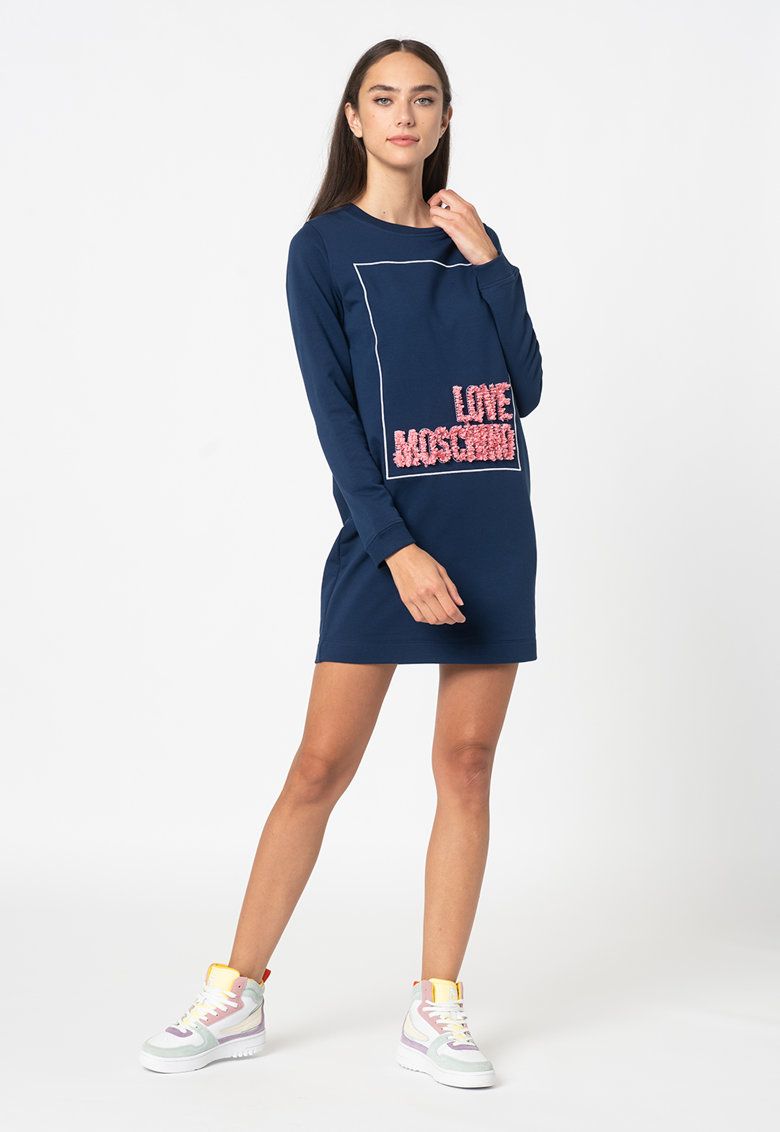Chic Blue Relief Dress with Signature Design