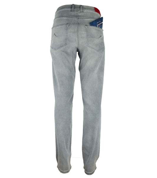 Elegant Grey Elasticized Denim Jeans