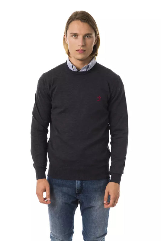 Embroidered Crew Neck Merino Wool Sweater