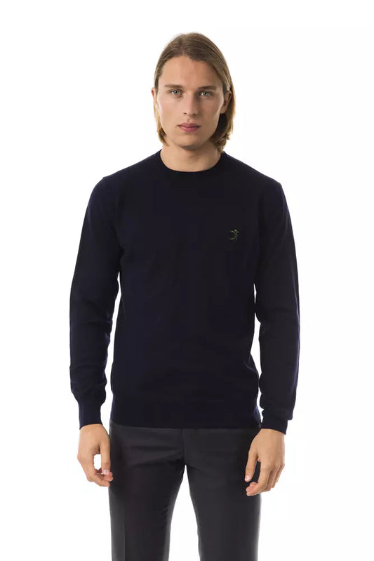 Elegant Embroidered Crew Neck Wool Sweater