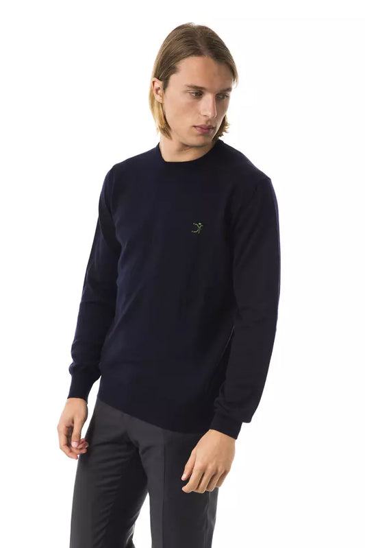 Elegant Embroidered Crew Neck Wool Sweater