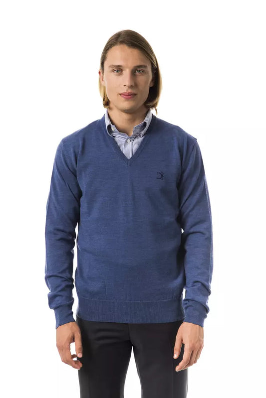 Embroidered V-Neck Merino Wool Sweater