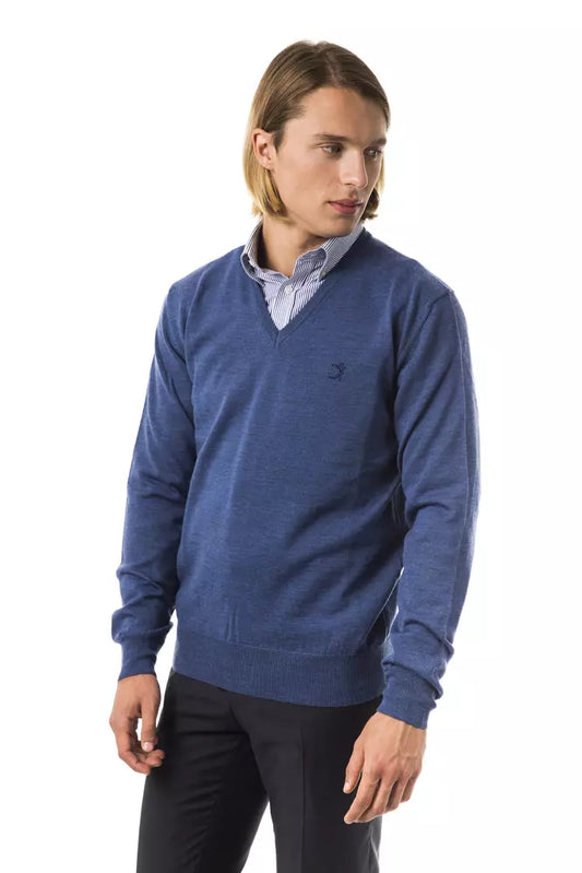 Embroidered V-Neck Merino Wool Sweater