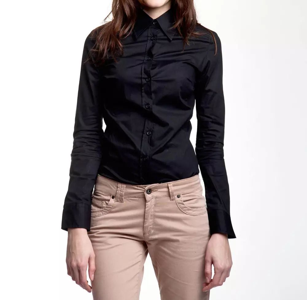 Chic Slim Fit Black Shirt with Medium Collar