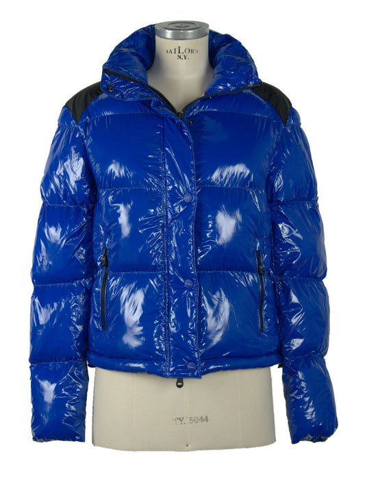 Chic Blue Down Jacket with Eco-Friendly Flair