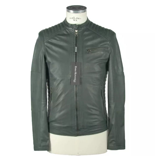 Emerald Elegance Leather Jacket